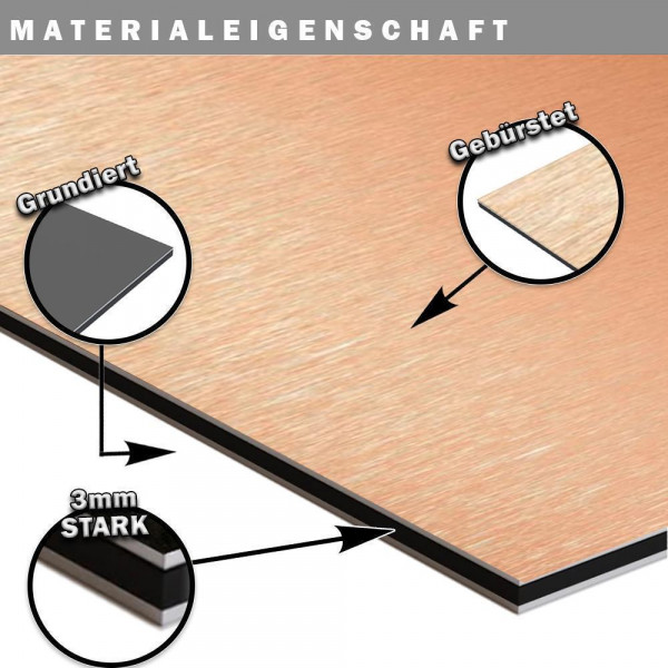 Küchenrückwand Spritzschutz Fliesenspiegel Küche Wandschutz 40x140cm Aluverbund Kupfer-Gebürstet 008