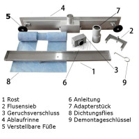 Edelstahl Duschrinne Flat 800x70x67mm