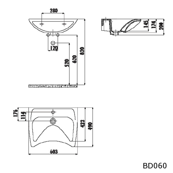 Waschbecken für Rollstuhlfahrer 60cm BD060, 99,90