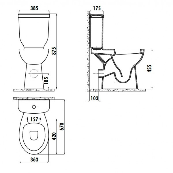 Stand-WC Kombination Erhöht BD315-SET, 185,11