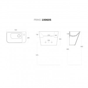 Waschbecken Monoblock 50cm 100605