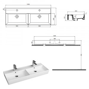 Keramik Doppelwaschtisch CL 120x45cm