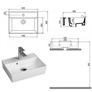 Keramik Waschtisch CL 50x38cm